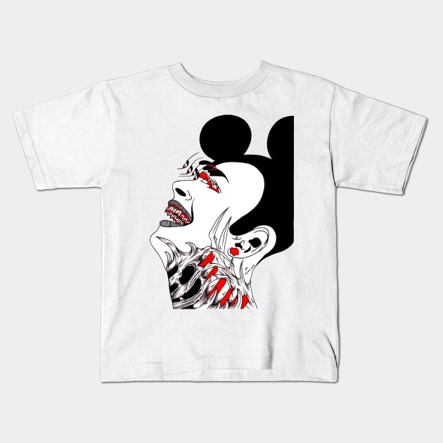 Creepy Laugh Kids T-Shirt by FUN ART